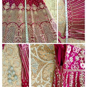 Bridal Pink Heavy Work Fully Stitch Velvet Lehenga