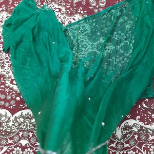 Green Colour Straight Trouser Suit With Dupatta