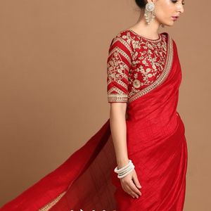 Splendid Dark Red Saree Pre Draped