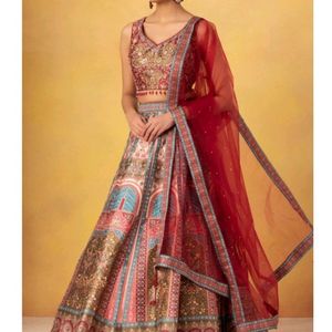 Milti Colour Banarsi Lehga With Free Jewellery