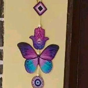 Wooden Butterfly Evil Eye Hanging