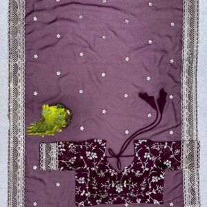 Navratri Sale Beautiful Purple Georgette Saree ✨