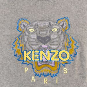 Kenzo Grey Tiger Printed Cotton Crewneck T-Shirt S