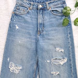 H&M Ripped Wide Leg Jeans (25-26)