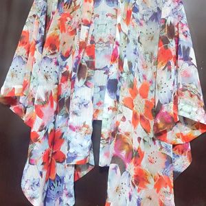 Multi Floral Print Shrug Type Top For Girl 36 Bust