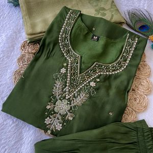 Premium Roman Silk Suit Set For Women