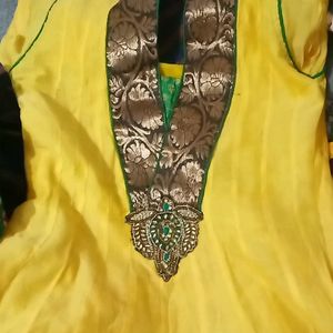 Yellow Anarkali Kurti.