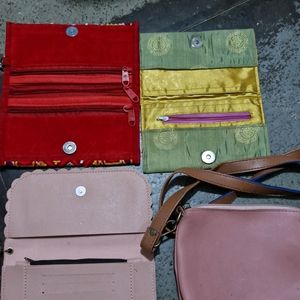 pack of 4 hand purse with one free radha bag