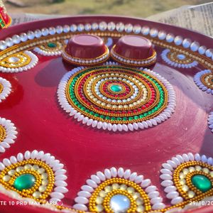 Kundan Decorated Handmade Wedding Pooja Thali