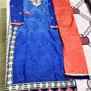 Georgette Kurti With Trouser Set