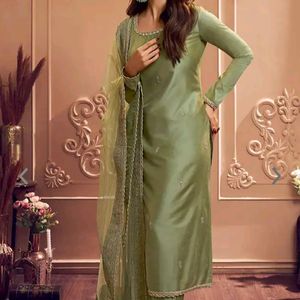 Inddua Pista Green Suit Set Malaika Edition/Size-S