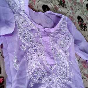 Chikankari Straight Kurta For Women