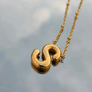 18k Gold Plated Bubble Initial Pendant