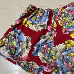 Women Floral Printed Short Red Colour