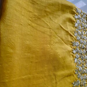 Yellow Red Pittan Work Silk Saree♥️✨️