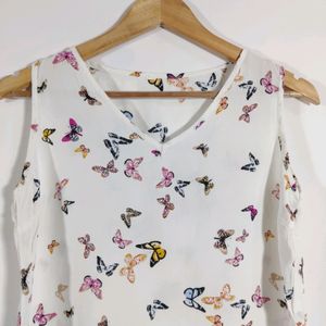 White Printed Casual Top (Women)