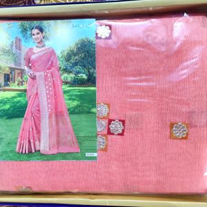 Peach Coloured Saree