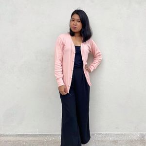 Peach Solid Cardigan