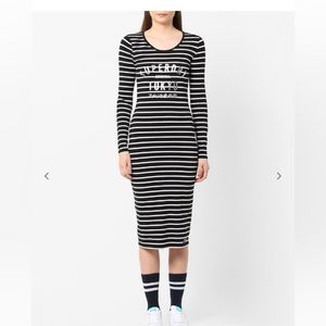 SUPERDRYNWTStriped Midi Dress withTypographic Prin