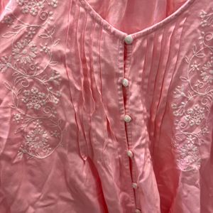 Beautiful Pink Pleated Cotton Top