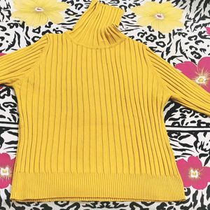 Zara Mustard Yellow Polo Neck Top