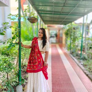 Viral White Chikenkari Lehenga