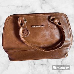 Brown Textured Handbag For Women