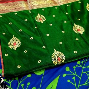 Green Colour Silk Saree_festival Wear