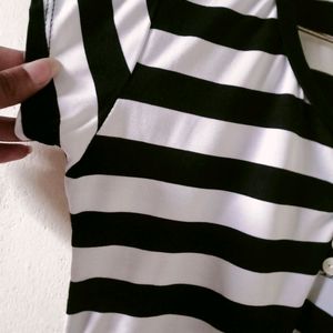 Black And White Striped Tshirt