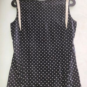 New Black n White sleeveless Polka Dot Top