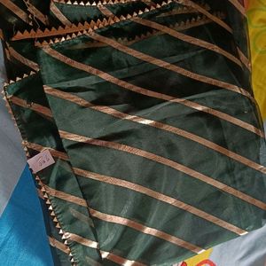 New Tissue Green Saree Attached Bluse Piece