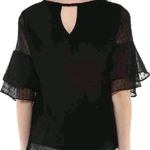 Harpa Black Bell Sleeves Sheer Top Women