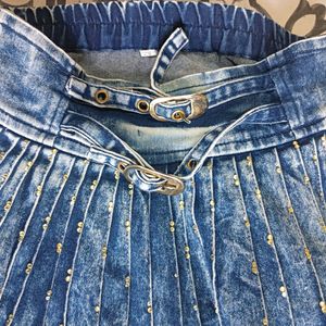 Embellished Party Wear Denim Skirt