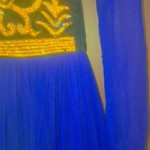 Velvet Navy Blue Girls Gown