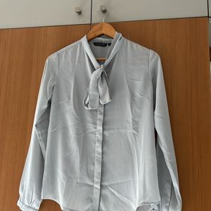 Grey Formal shirt with a bow