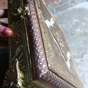 Jewellery Storage Gold Box With Wooden Made