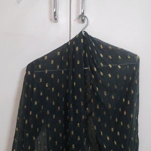 Black Dupatta With Gold Print