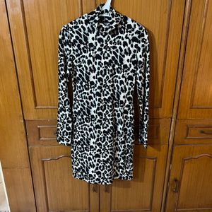 BnW Monochrome Leopard Print Bodycon Dress