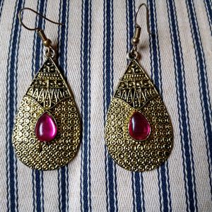 Gold And Pink Earrings