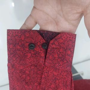 Partywear Printed Red Shirt