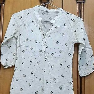 White Shirt Featuring Adorable Cute Cat Prints