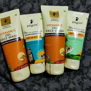 😍Pack Of 4..Pilgrim Face Wash And Sunscreen Combo