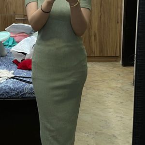 Green Straight Midi Dress