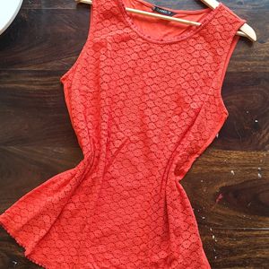 Coral Sleeveless Top