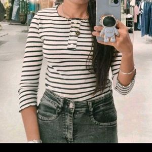 Black And White Striped Top