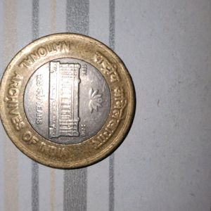 10 Rupee Rare Coin Of National Archives OfIndia