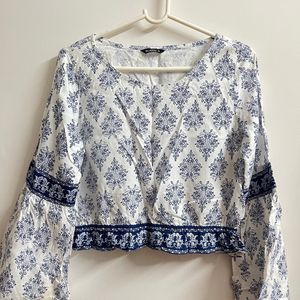 New White And Blue Color Goa Top