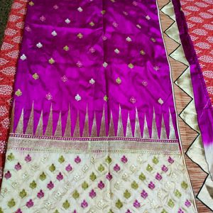 Pink And Half Semi Silk Saree