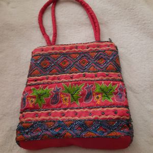 Handbag with Embroidery and Beads.