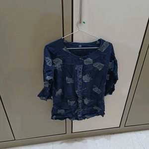 Cotton Blue Top For Jeans